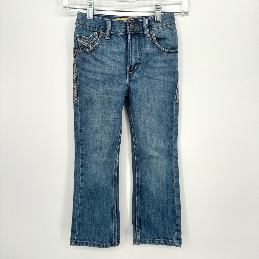 Wrangler 20X Limited Edition Kids Blue Jeans Medium Wash Embroidered Size 7 Slim